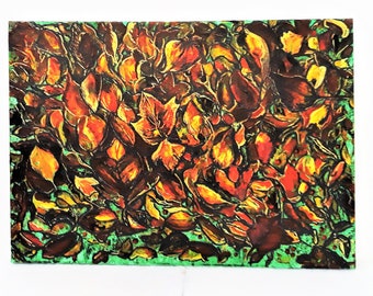 Peinture de feuilles d’automne, art acrylique original sur toile avec couleurs d’automne, 29 x 42cm, sans cadre