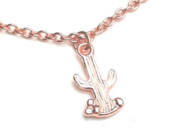 Cactus  Necklace, Rose Gold Cactus Pendant and Chain,  Cactus  Fun Jewellery