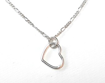 Valentine Heart Necklace, Dainty Pendant, Stocking Filler, 925 Sterling Silver Gifts under 20, Silver Anniversary