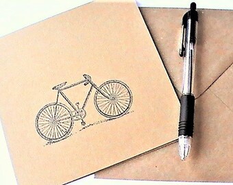 Bicycle Card, Bike Greeting Card, Any Occasion Card, Boyfriend Birthday Card, Rustic Cycle Card for Cyclist, Vintage Sport Card, Men's Card