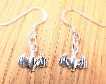 Tiny Bat Earrings, Solid Sterling Silver Halloween Jewellery, Party Wear