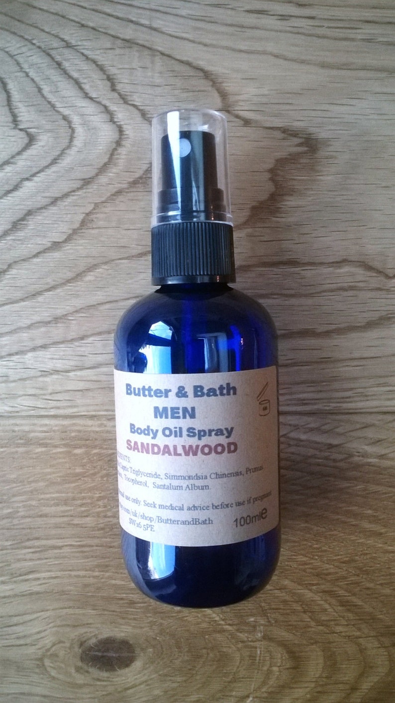 Men's Skin Care Natural Body Oil Spray With Sandalwood Etsy