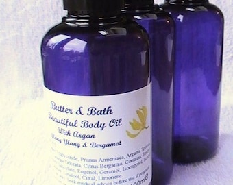 Lavender Body Oil With Organic Argan, Lavender Massage Oil, All Natural Vegan Skincare