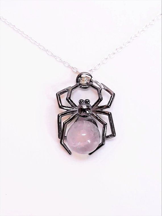 Halloween Spider Necklace With Rose 