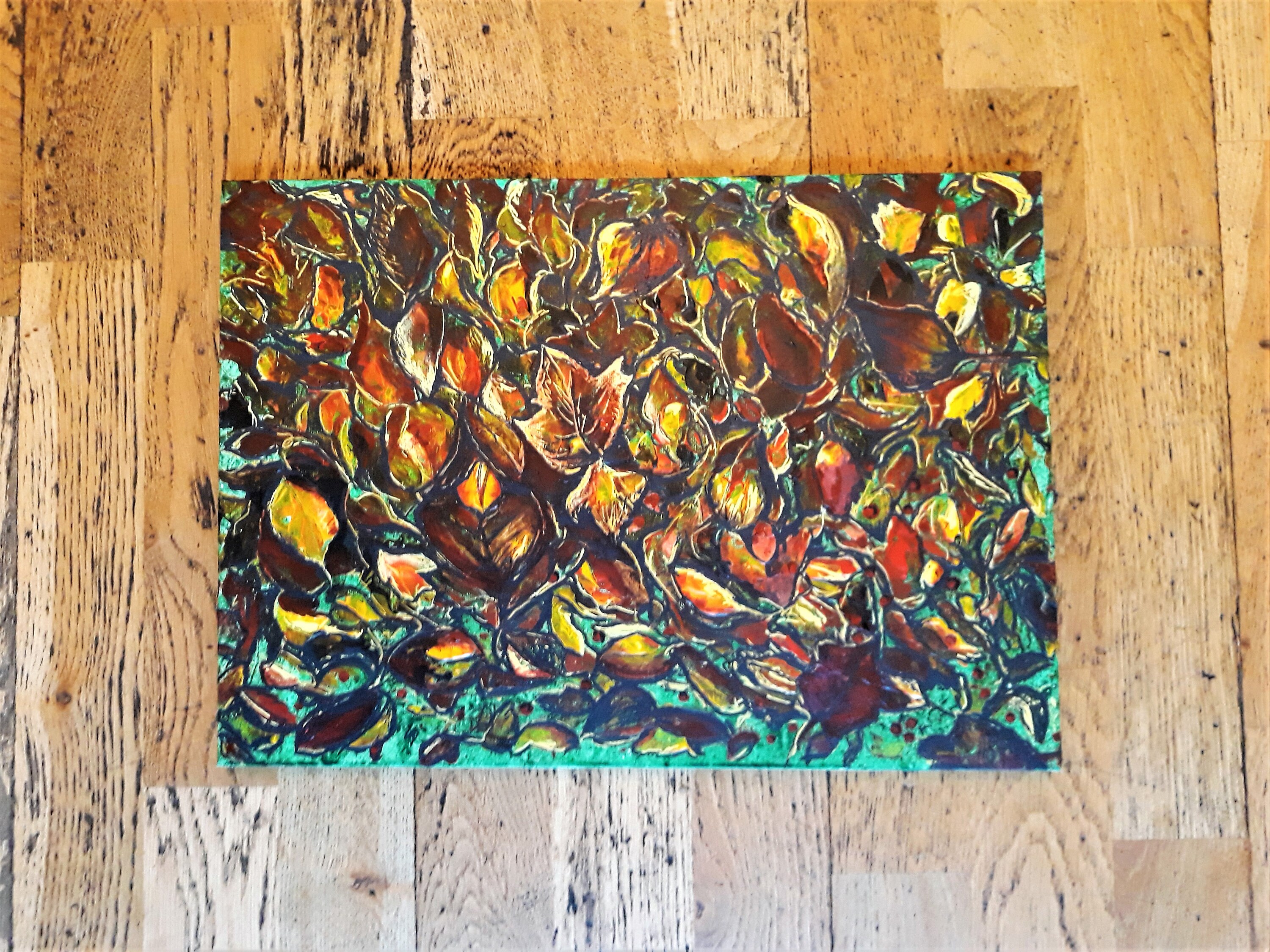 Autumn Leaves Painting Original Acrylic Art On Canvas With Etsy