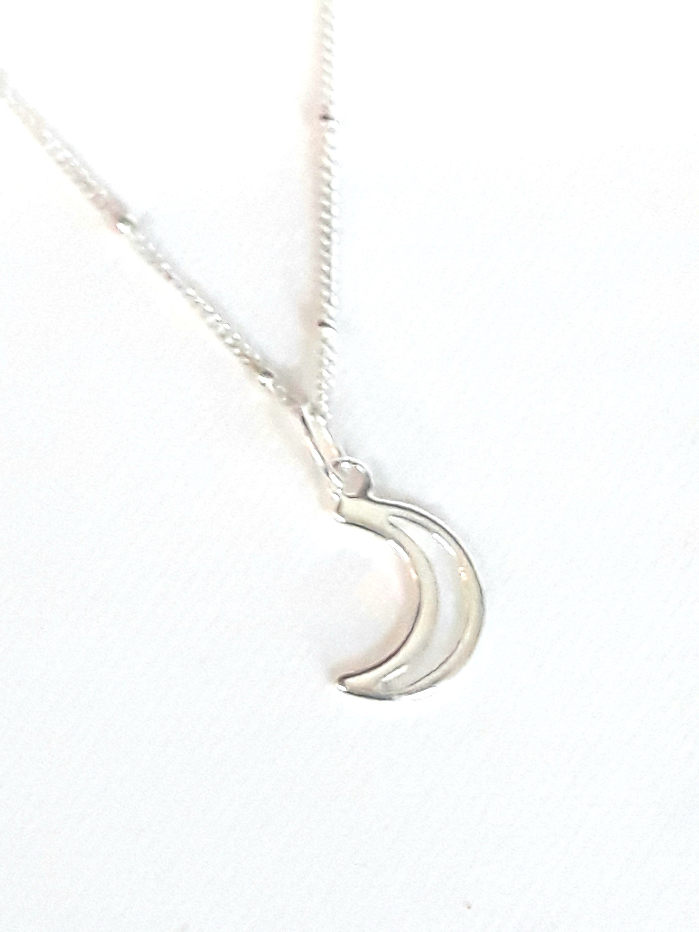 Crescent Moon Necklace Sterling Silver Pendant and Satellite - Etsy