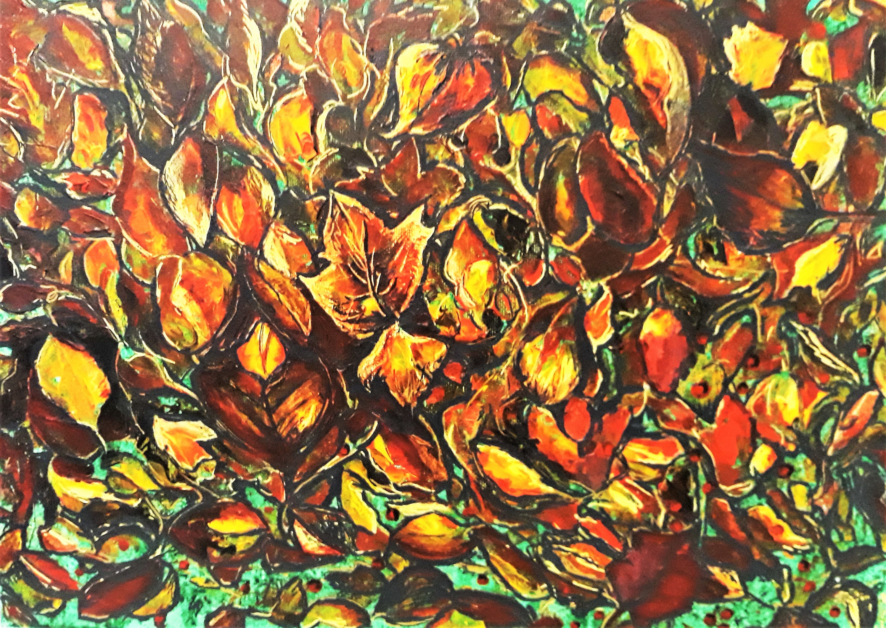 Autumn Leaves Painting Original Acrylic Art On Canvas With Etsy