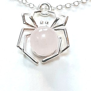 Pink Spider Chain Pink Spider Necklace, Rose Quartz Pendant, Sterling Silver With Chain ...