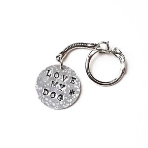 Dog Keyring, Hand Stamped and Hammered, Paw Print Key Chain, Gift for Dog Mum