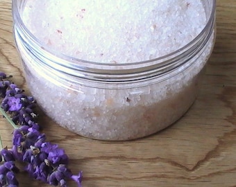 Lavender Vanilla Spa Bath Salts - Pink Himalayan Salt,  Natural Vegan Bath Salts,  250g / 8.8oz Gift for Her, Natural Bath Gift Idea