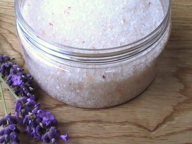 Lavender Bath Salts - Pink Himalayan Salt with Lavender Essential Oil, Natural Vegan Bath Salts, Spa Salt Bath, 250g / 8.8oz image 3