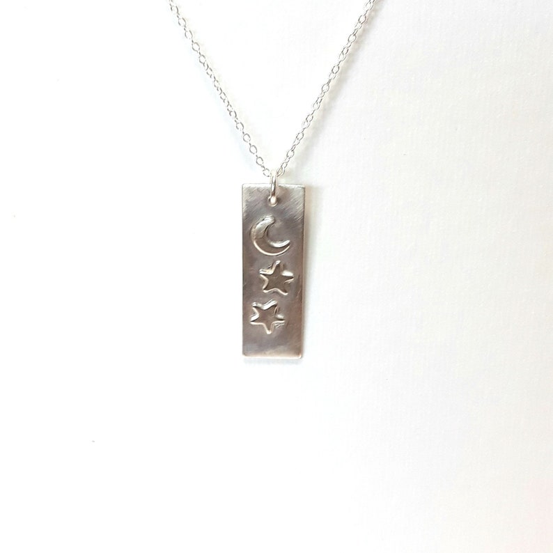 Celestial Necklace Crescent Moon and Stars Solid 925 Sterling - Etsy