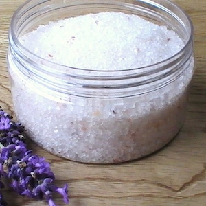 Lavender Bath Salts - Pink Himalayan Salt with Lavender Essential Oil, Natural Vegan Bath Salts, Spa Salt Bath, 250g / 8.8oz image 1