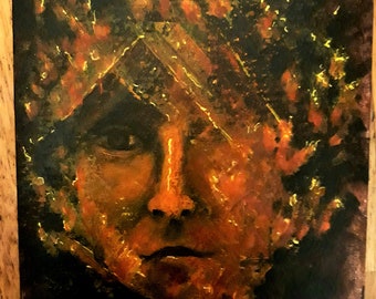 Mother Earth Painting, Goddess Gaia Portrait, Original  Acrylic on Canvas