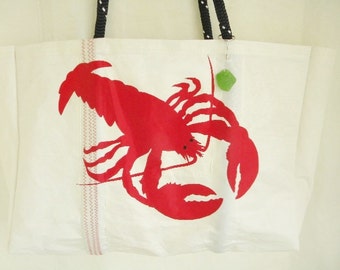 RED LOBSTER  XLG recycled sail cloth bag sea bag tote