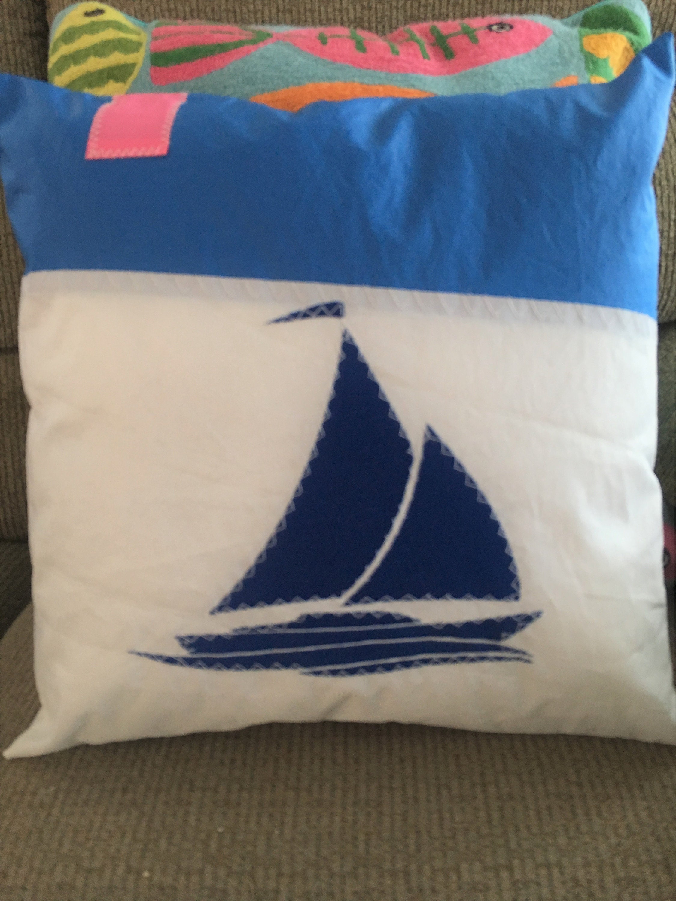 Sail Boat Pillow 16 hand made from recycled sail Etsy