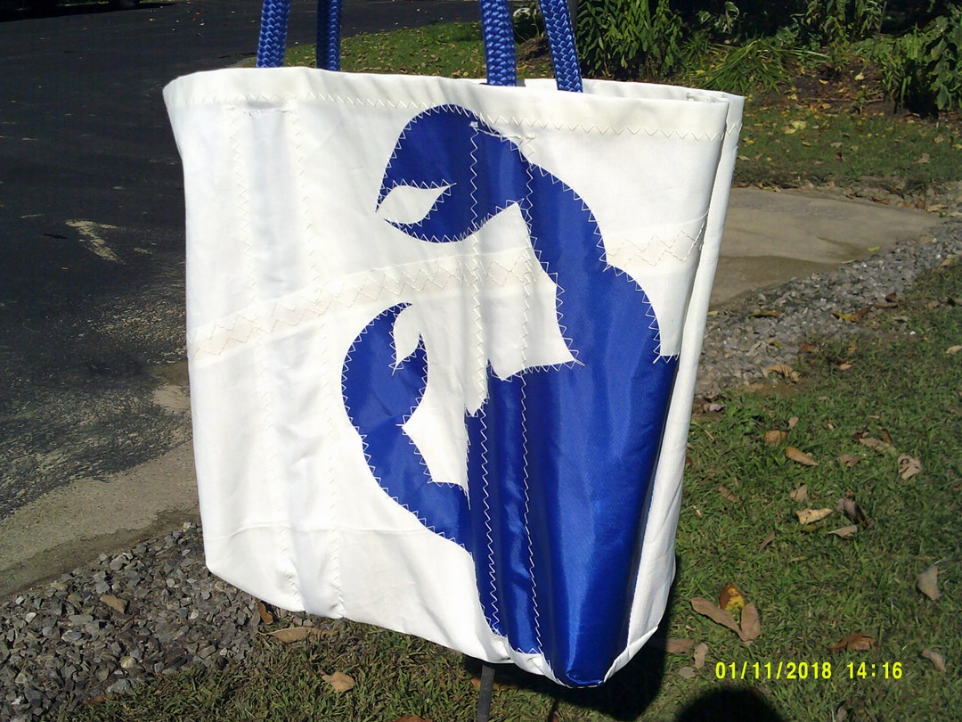 Large Blue Crab Bag Made From Recycled Main Sail Etsy