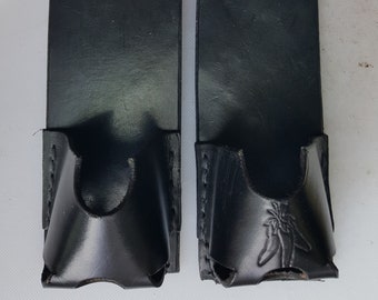 Hot Sauce Holster with or without Chili Pepper design.  BLACK.  Hand Cut, Hand Sewn.