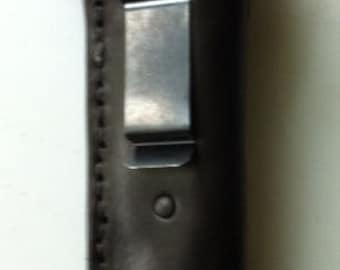 Leather Case w/metal belt clip or sewn loop (BLACK) to carry an Epi Pen