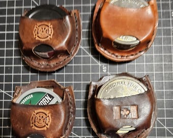 Snuff Can holder, leather w/holster clip