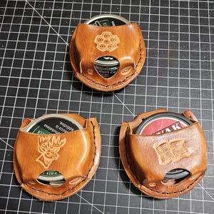 Snuff Can holder, leather w/holster clip