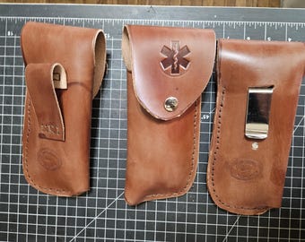 Epipen case for 2 epi pens with sewn loop or holster clip medium brown