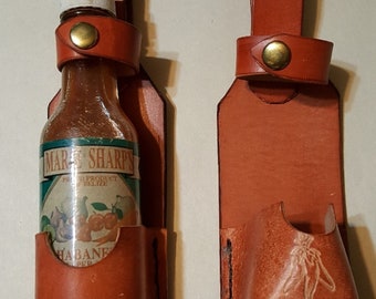Hot Sauce Holster with or without design. Canyon Brown Hand Cut, Hand Sewn,