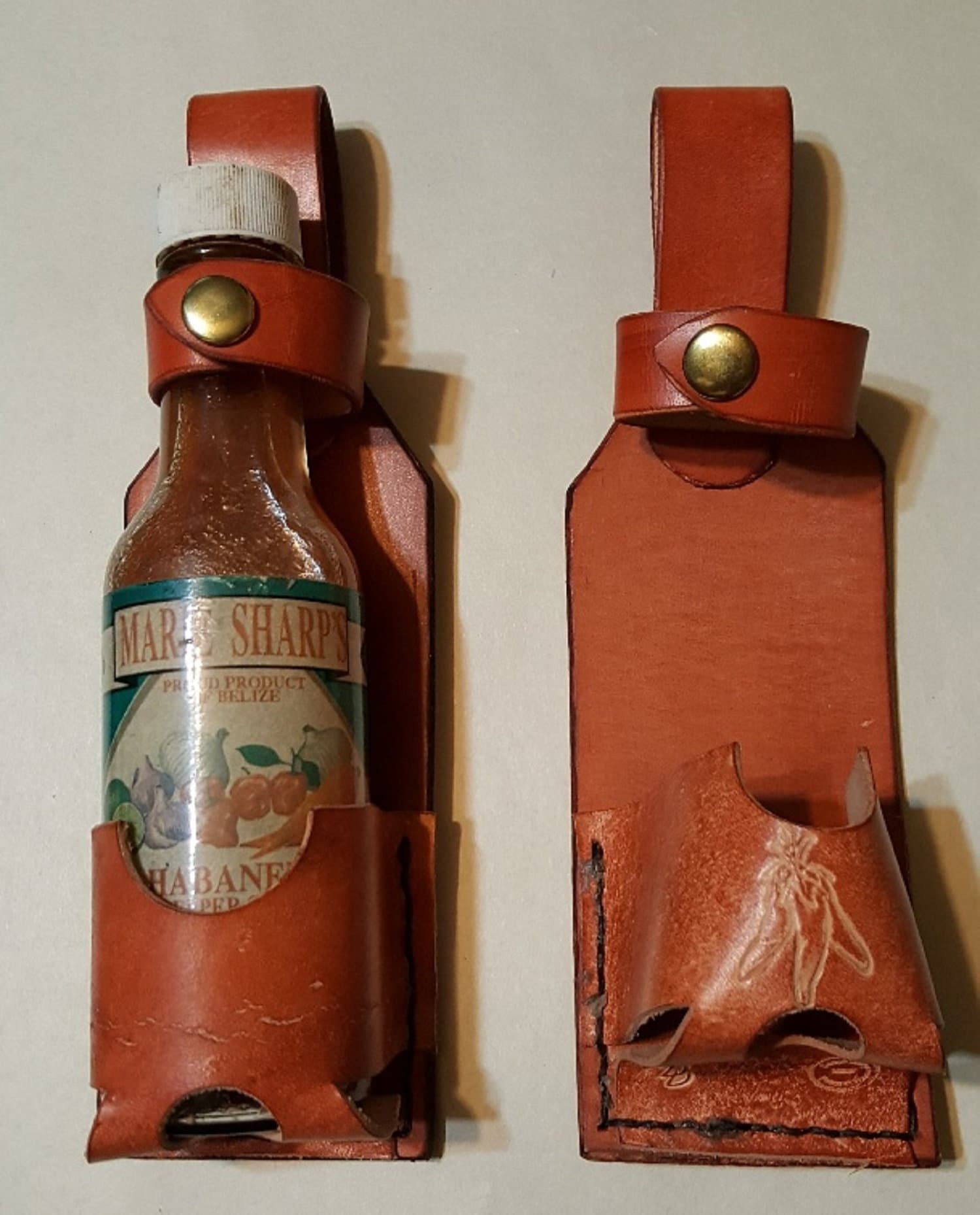 Hot Sauce Holster With or Without Design. Canyon Brown Hand Etsy