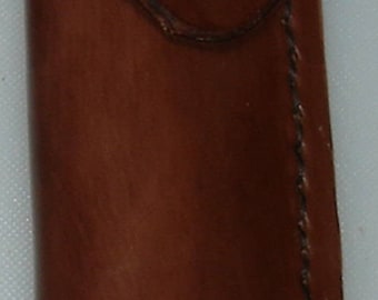 Leather Case w/sewn loop or clip (RICH BROWN)  to carry an Epi Pen