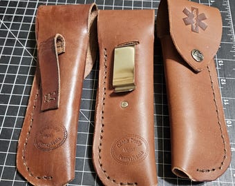 Leather Case w/sewn loop or clip (MEDIUM BROWN)  to carry an Epi Pen