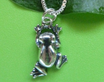 Sterling Silver Large Frog Necklace