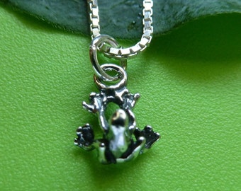 Sterling Silver Small Frog Necklace