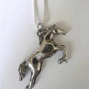 Sterling Silver Large Leaping Horse Necklace image 1
