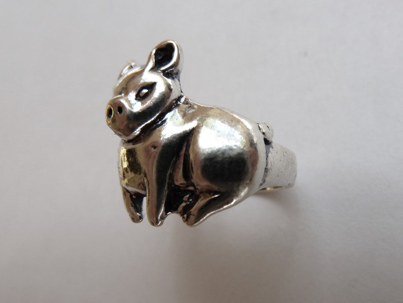 Sterling Silver Big Pig Ring image 3