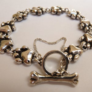 Sterling Silver Dog Paw Print Pawprint Bracelet