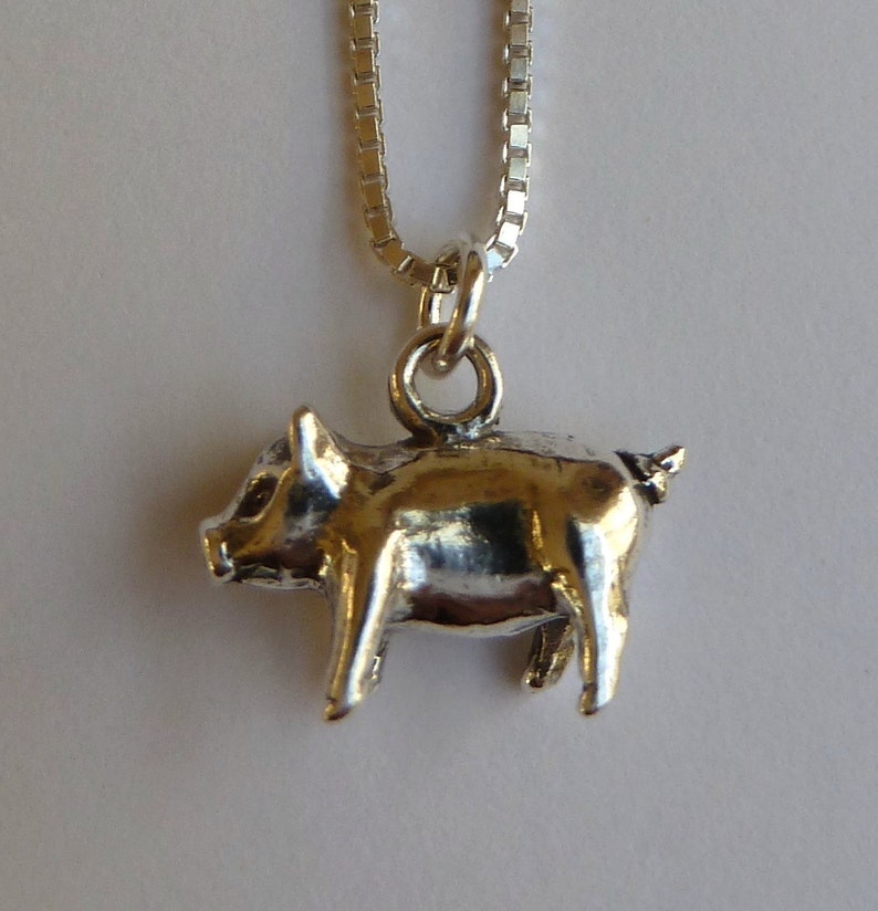 Sterling Silver Small Pig Necklace image 4