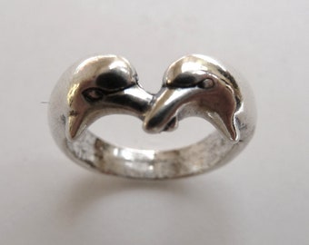 Sterling Silver Two Dolphin Ring