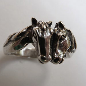 Sterling Silver Two Horse Head Ring image 2