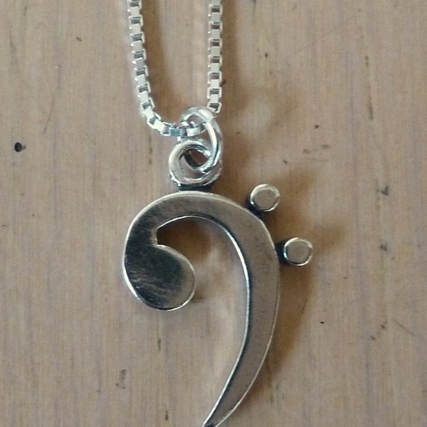 Bass Clef- Necklace-Sterling Silver-Musician Gift