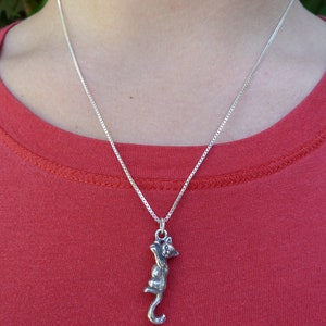 Sterling Silver Hang In There Cat Necklace image 1