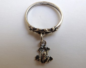 Sterling Silver Frog Charm Ring