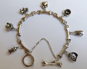 Sterling Silver Dog Charm Bracelet