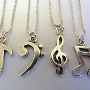 Bass Clef Necklace-Sterling Silver-Musician Gift image 4