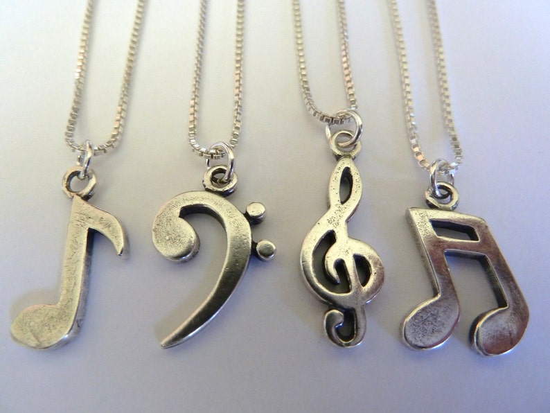 Bass Clef Necklace-Sterling Silver-Musician Gift image 4