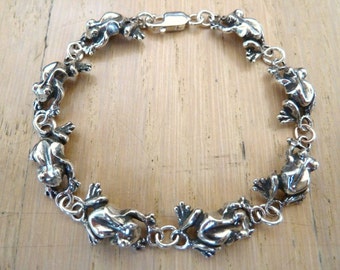 Sterling Silver Frog Toad Bracelet