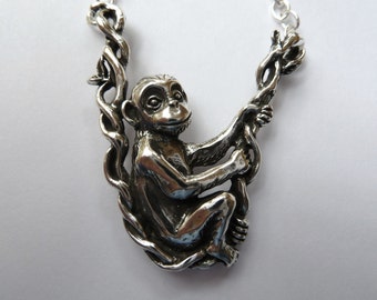 Sterling Silver Chimpanzee Necklace