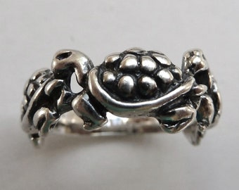 Sterling Silver Three Turtle Ring