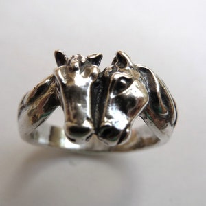 Sterling Silver Two Horse Head Ring image 1