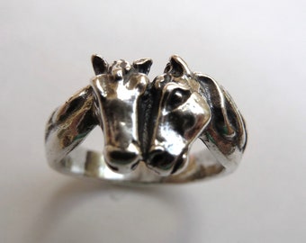 Sterling Silver Two Horse Head Ring