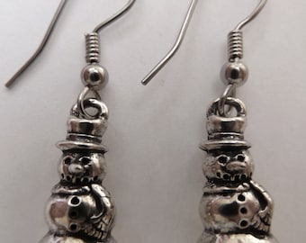 Sterling Silver Snowman Earrings